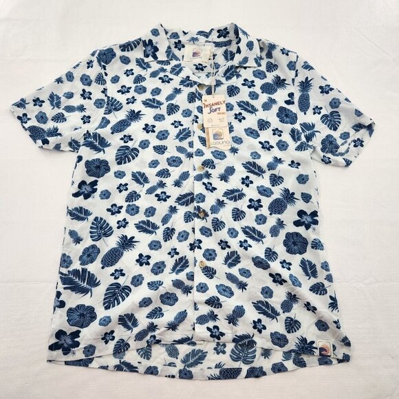 Laguna Mens Size Medium Short Sleeve Button Front Hawaiian Floral Print Shirt - Picture 1 of 7